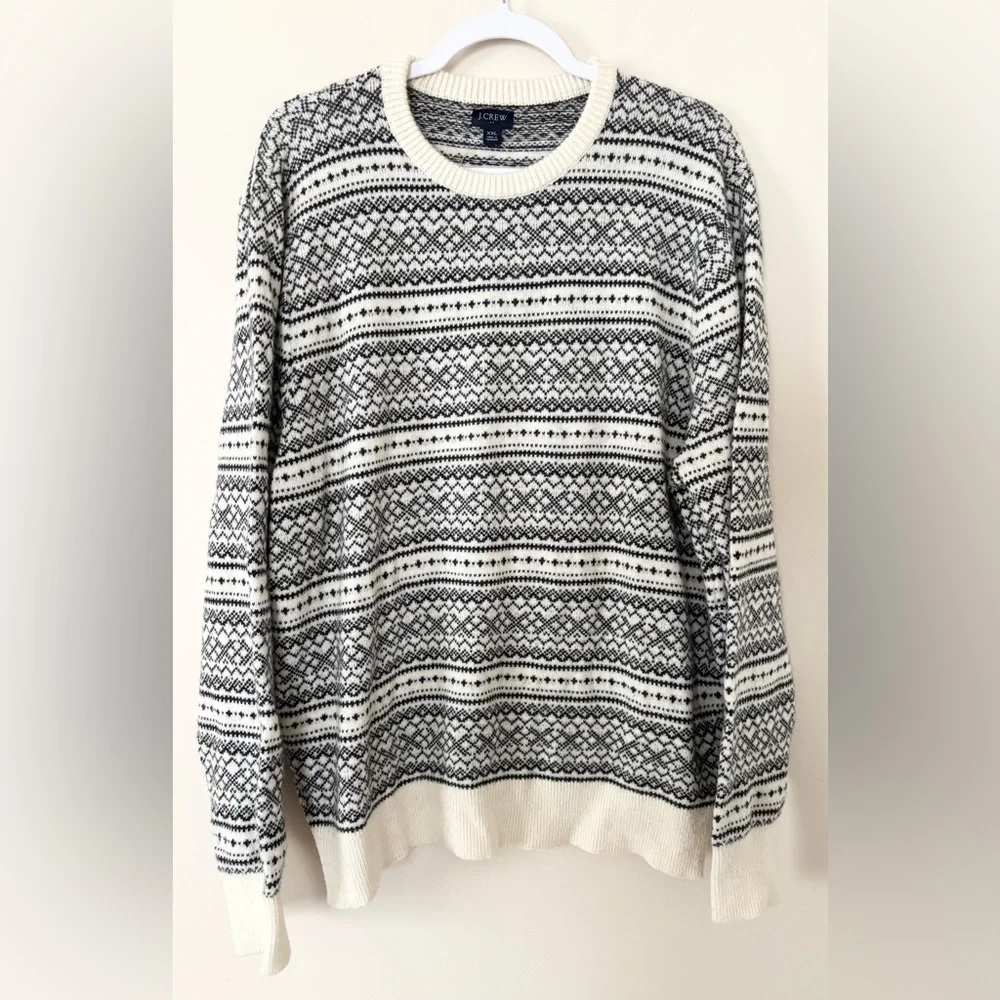 J. Crew Factory Men’s XXL Fair Isle Lambswool Blend Oversized Sweater